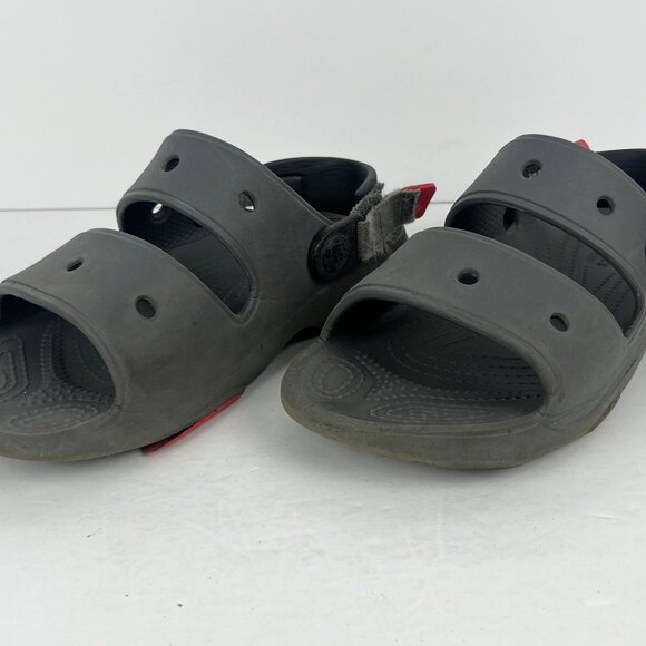 Crocs Kids Sandals Size 4 Gray Croslite Flat Heel Open Toe Ankle Strap - Picture 2 of 6